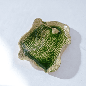 Ręcznie wykonana ceramiczna podstawka pod kadziło, w kolorze zielonym, idealna pod kadziło oraz do przechowywania biżuterii