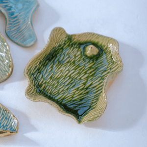 Ręcznie wykonana ceramiczna podstawka pod kadziło, w kolorze zielonym, idealna pod kadziło oraz do przechowywania biżuterii