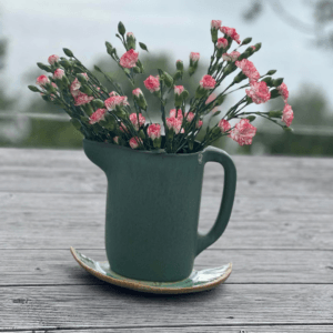 Ręcznie wykonany ceramiczny talerz półtalerz, w kolorze zielonym, idealny do sterowania posłów lub do ozdoby