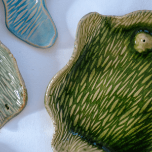 Ręcznie wykonana ceramiczna podstawka pod kadziło, w kolorze zielonym, idealna pod kadziło oraz do przechowywania biżuterii
