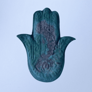 Ręcznie wykonana ceramiczna podstawka pod kadzidło w kształcie dłoni, w kolorze niebieskim